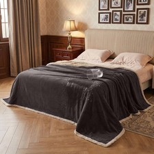 Catalonia Waterproof Blanket for Bed, Reversible 50"x60", Brown/Taupe