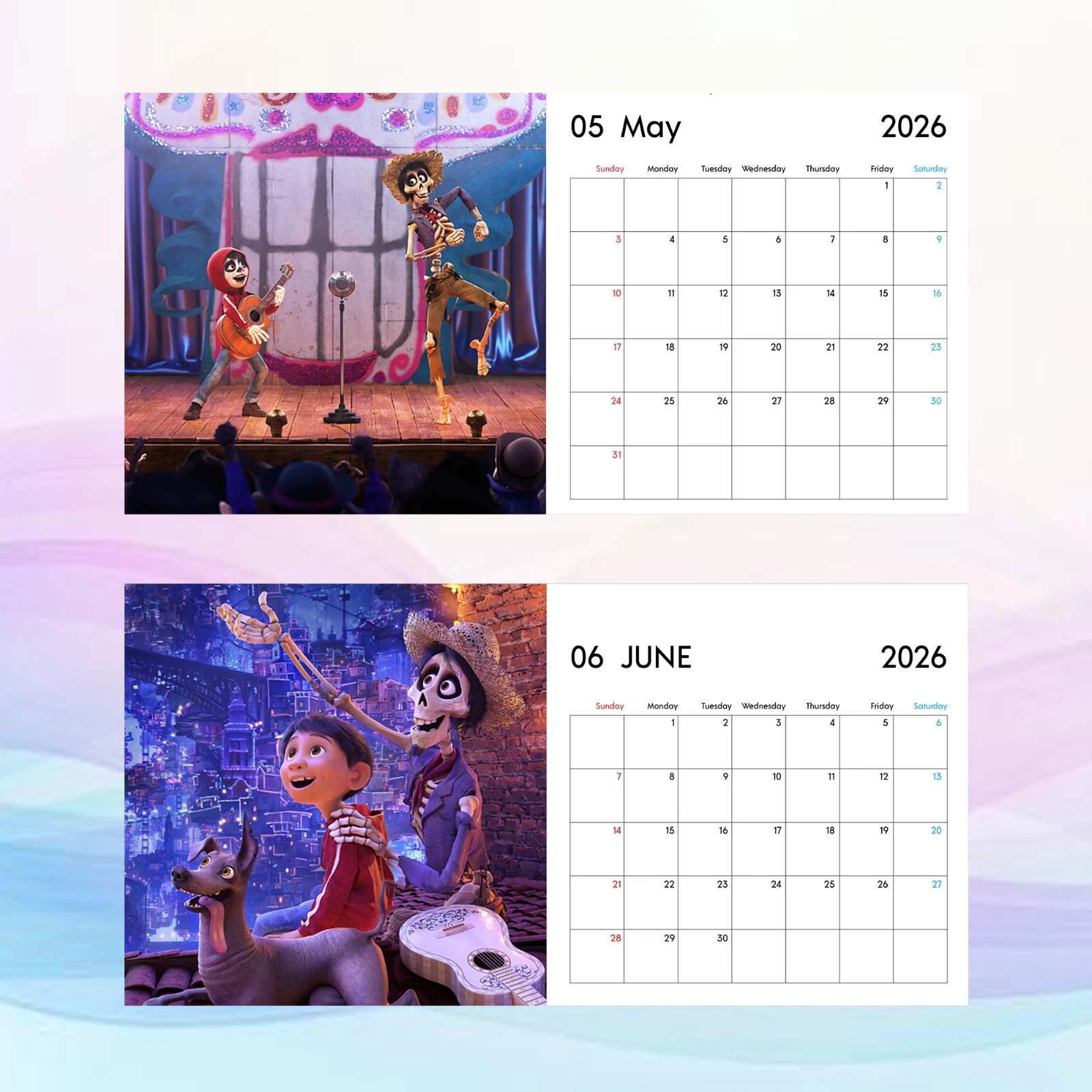 Coco 2026 Calendar, Colorful Wall Art, Vibrant Kids Room Decor Gift