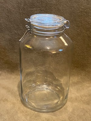 Fido Bormioli Rocco Large 4L Clear Glass Food Canning Jar w/ Bail Wire Lid Italy