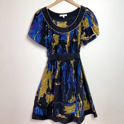 Anthropologie Corey Lynn Calter Silk Dress Sz 6 Twee Quirky Retro Teacher 2010s