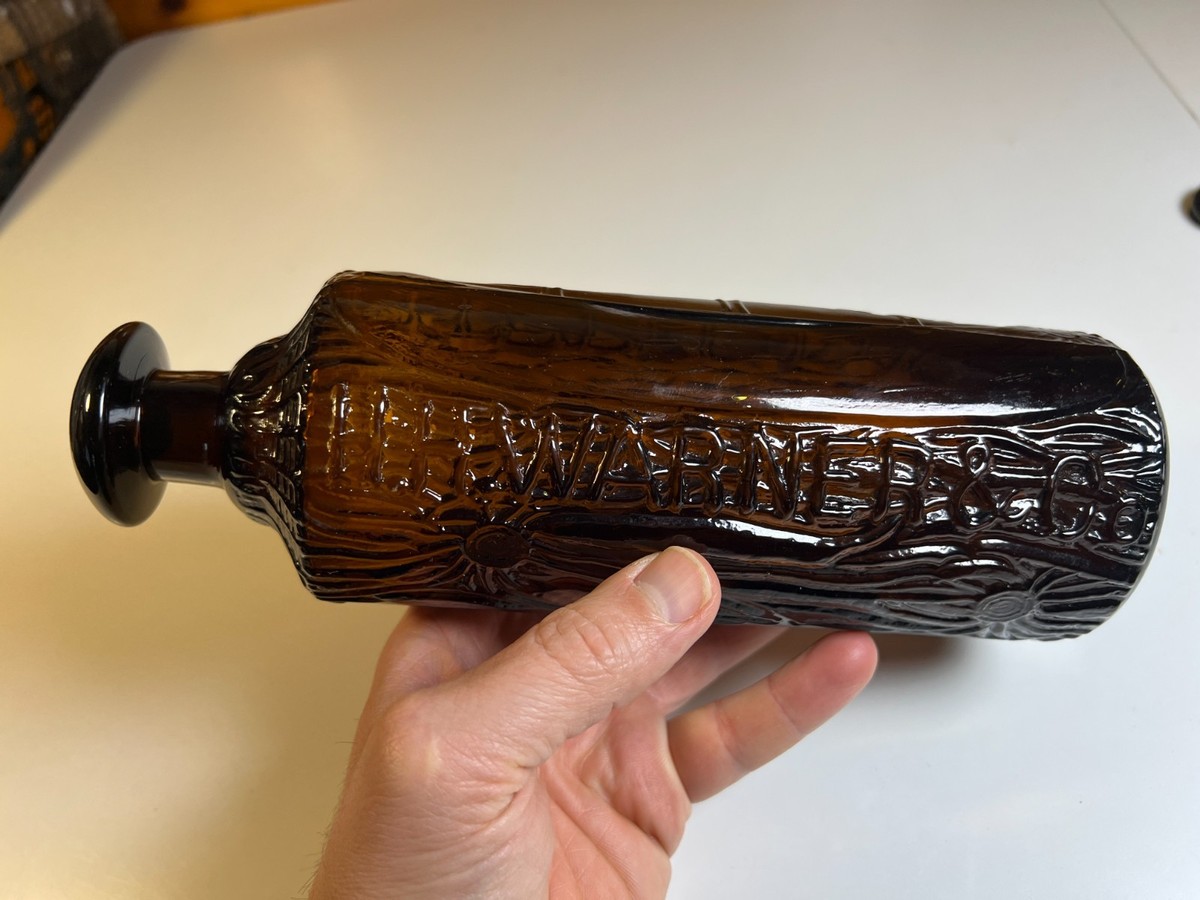 Antique 1883 Warner Tippecanoe Bitters Log Cabin Figural Bottle
