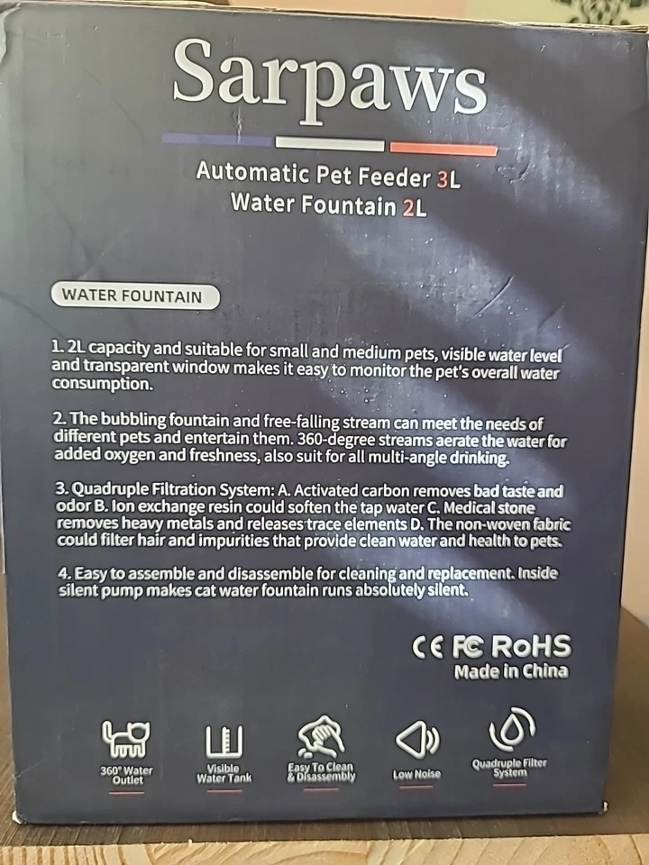 Sarpaws Alimentador Automático para Mascotas y Fuente de Agua - Nuevo en Caja Foto 4 de 4