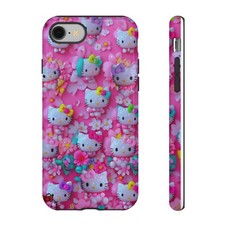 Funda resistente con patrón de Hello Kitty | Funda de teléfono rosa floral
