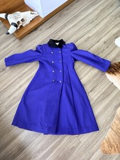 Vintage Rothschild Girls Wool Coat Sz 12 Purple with Black Velvet