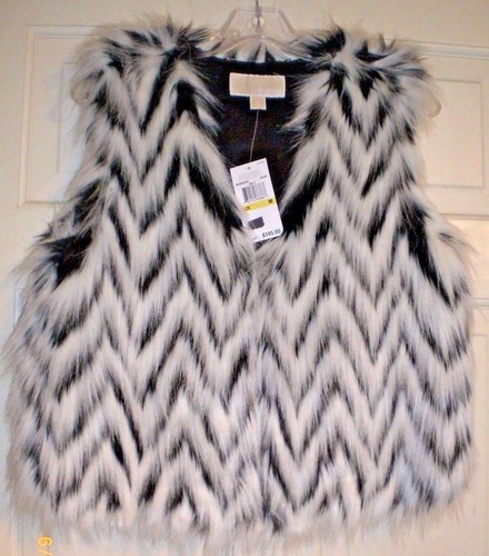 michael kors black and white faux fur coat