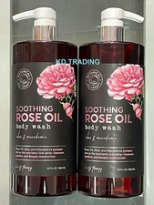 (2-Pk) BOTANICAL SPA THERAPY ~ SOOTHING ROSE OIL BODY WASH with Aloe & Macadamia
