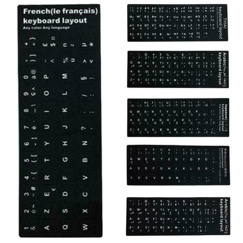 English BLACK Stickers with White Letters laptop,PC,computer, hig keyboard V3K0 - Picture 5 of 16