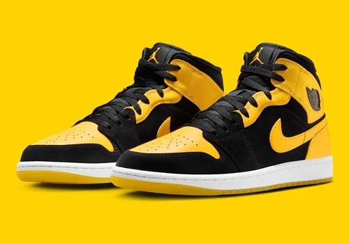 Nike Air Jordan 1 Mid New Love Black Yellow HJ6654-071 Men's Shoes NEW