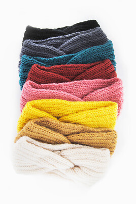 Ladies Knitted Headband with Twist Knot, Winter Knitted Hairband Ear Warmer