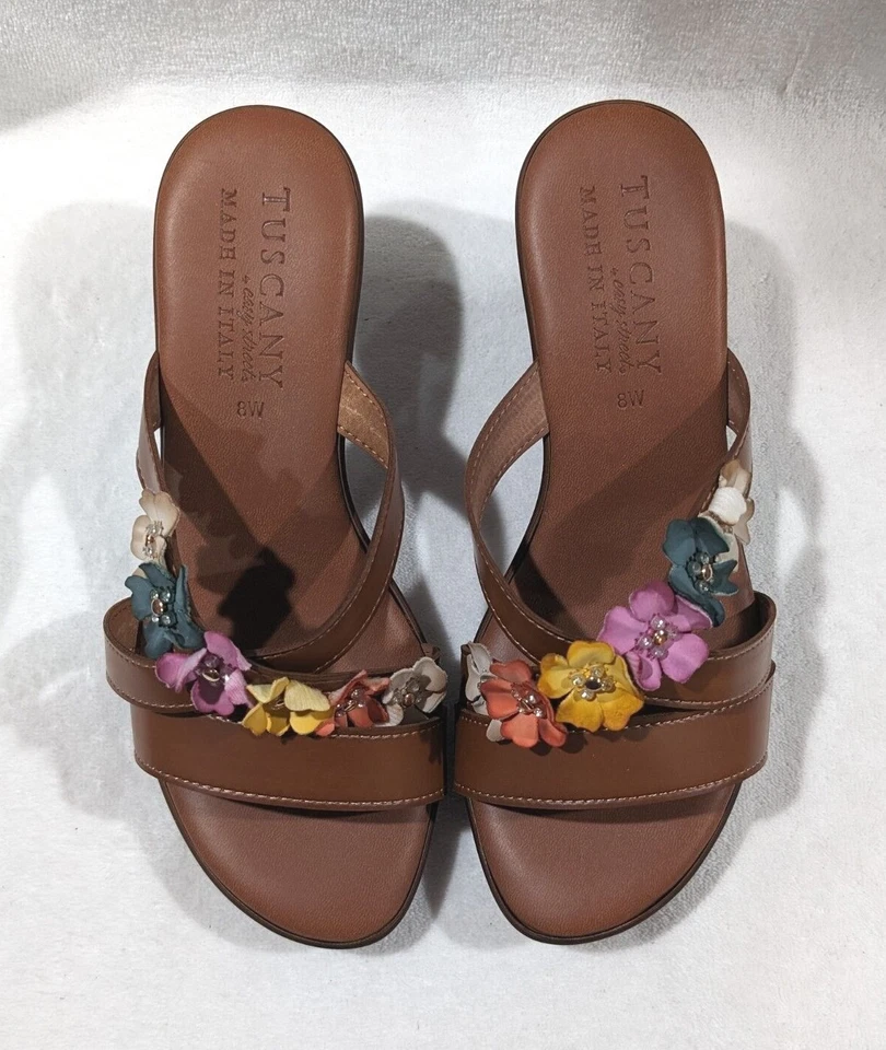 Sandálias anabela Easy Street Bellefleur Toscana bronzeada/multi feminina - Tamanho 8 nova com etiquetas de largura - Imagem 2 de 4