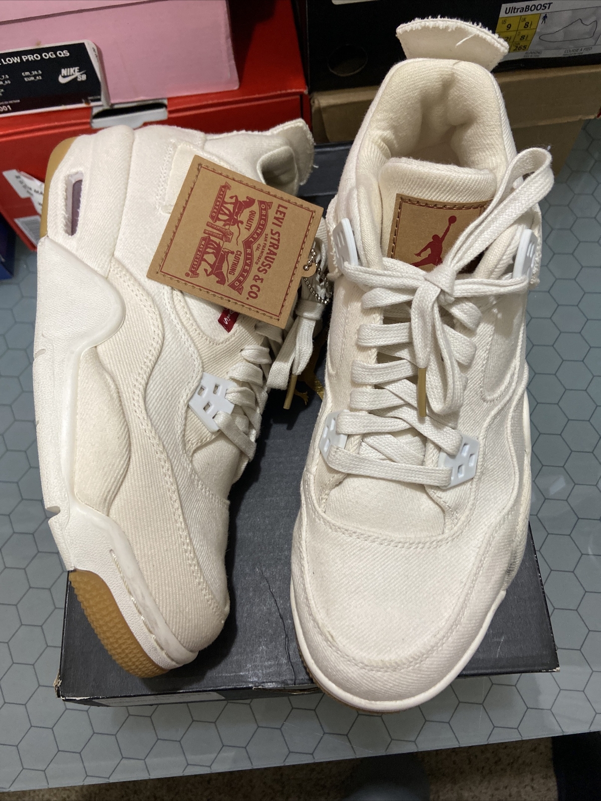 Size 7 - SAMPLE Jordan 4 Retro x Levi's White Denim 2018 | eBay