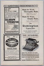 1894 Densmore Typewriter Vintage Ad + American Writing Machine Caligraph thumbnail