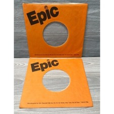 Epic Records Company Sleeves 45 RPM Vinyl Orange Black Bold Logo Lot of 2