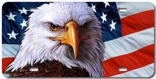 BALD AMERICAN FLAG EAGLE VEHICLE PLASTIC LICE...