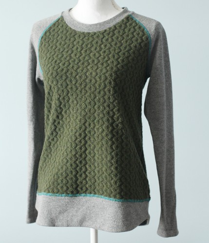Prana Aya Sweater Green Gray Aqua Wool 
