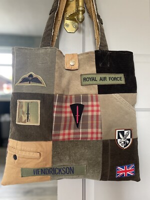 Handmade Corduroy Patchwork Large Tote Bag With Patches. Handbag
