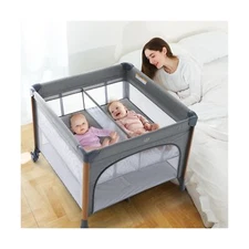 Twins Bassinet Portable Crib for Baby, Portable Babe Playpen