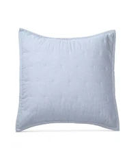 Ralph Lauren Graydon Quilted Cotton Euro Pillow Sham Chambray Blue $135