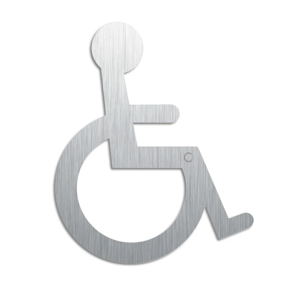 WC Schild Rollstuhl H= 117 mm Piktogramm aus Edelstahl gebürstet selbstklebend - Bild 1 von 1