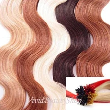 50 I Stick Tip Body Wave Wavy Micro Rings Beads Link Remy Human Hair Extensions