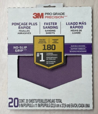 3M 20 Pk 9"x 11"- 180 Grit Pro Grade Sandpaper Cubitron Bulk 5PK (100 Sheets)