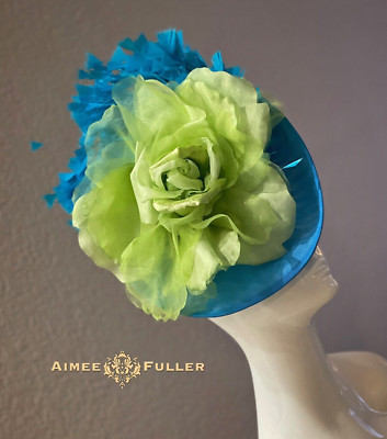 Kentucky Derby Hat Apple Green Turquoise Blue Fascinator Del Mar Melbourne Cup