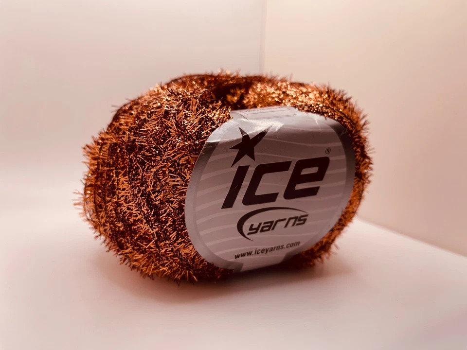 Metallic Glitz Bright Copper New Penny 82614 Ice Yarns Brush Short Lash 50g 437y - Image 2 of 3