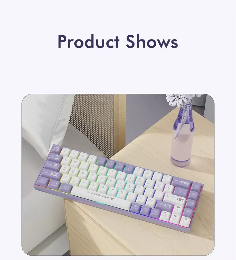 68-Key Compact Mechanical Keyboard with Red Switches – Stunning Purple Design at Amazing Value-image