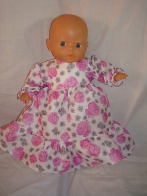 Handgefertigtes lila/rosa Blumen FR Kleid 0,1. Baby Annabell/Little Born 12''/14