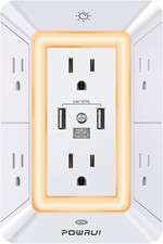 Multi Plug Outlet Surge Protector - POWRUI 6 Outlet Extender with 3 USB Port...