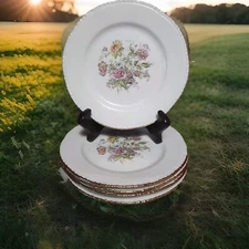 5 Cunningham&Pickett  Homer Laughlin Floral 22KtGold Greenbriar Salad Plate 7.25