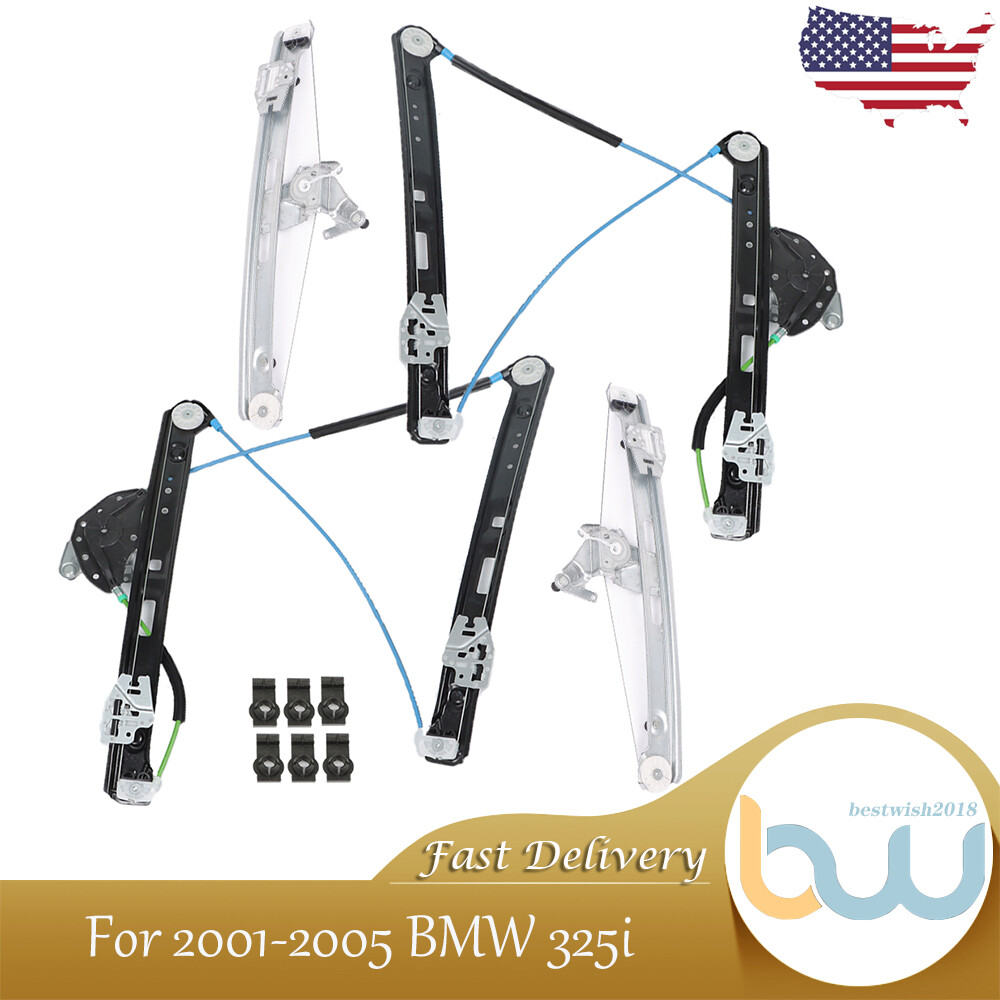 4pc Front & Rear RH & LH for 20012005 BMW 325i Power Window Regulator