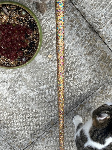 WALKING STICK WOMENS MENS WOODEN SMART PRETTY COLOURFUL byTerri B. GOLD RAINBOW - Picture 10 of 24