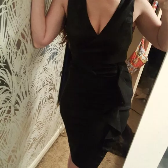 Size 4P Pompous Studio Women Night Evening Party Dress Black LBD Petite