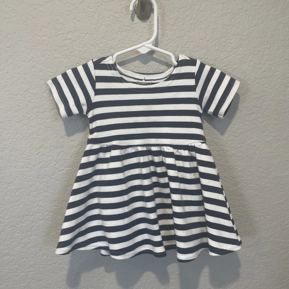 Vestido Zutano Top a Rayas Manga Corta Algodón 12 Meses Azul Blanco Otoño Foto 3 de 4