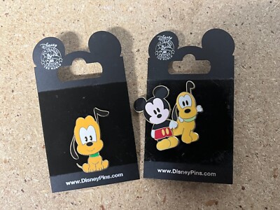 Set Of 2 Disney Around the World Baby Mickey Pluto Collectors Pins C43