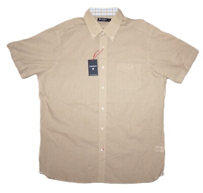 Daniel Cremieux Short Sleeve Shirt L Khaki Lightweight Cotton Linen NWT (DSS460)