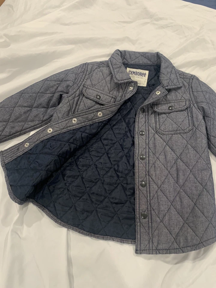 Chaqueta acolchada con botones Gymboree auténtica para niños talla juvenil 4 XS aspecto de mezclilla Foto 4 de 4