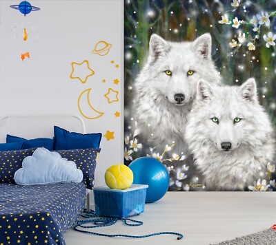 3D White Wolf King O882 Wallpaper Wall Mural Self-adhesive Kayomi Harai Eve