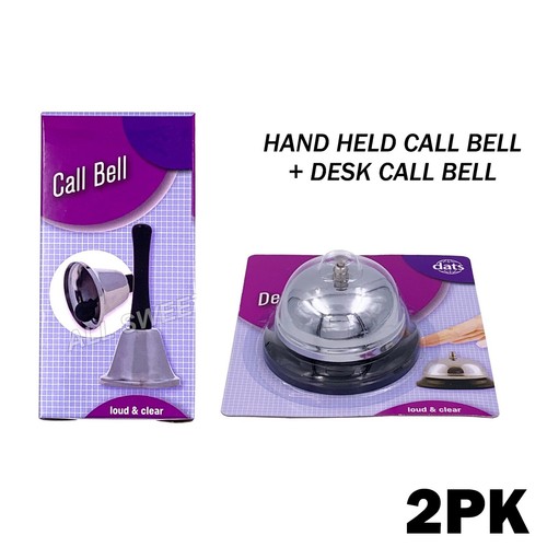 Desk Call Bell Hand Held Call Bell Silver Ringing Bell Reception Office School - Picture 13 of 13