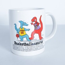 Vtg Basketball Mug BasketballASaurus Galbraith 1986 Talking Tops Dinosaur Saurus