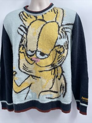 Heaven By Marc Jacobs Multi Color Crew Neck Garfield Sweater Men's