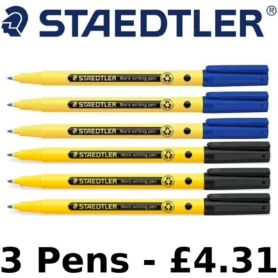x STAEDTLER Handwriting Pen Black Blue Ink School