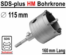 SDS-Plus Hartmetall Bohrkrone Dosenbohrer Mauerwerk Kernbohrer Ø 115 mm x 160 mm
