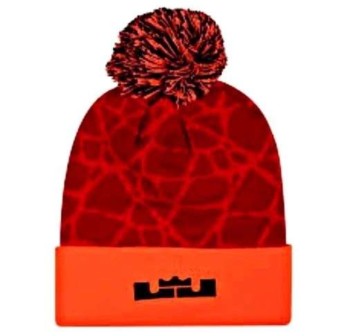 AUTHENTIC NIKE LEBRON KNIT POM RED/ORNG BEANIE HAT 707597-687