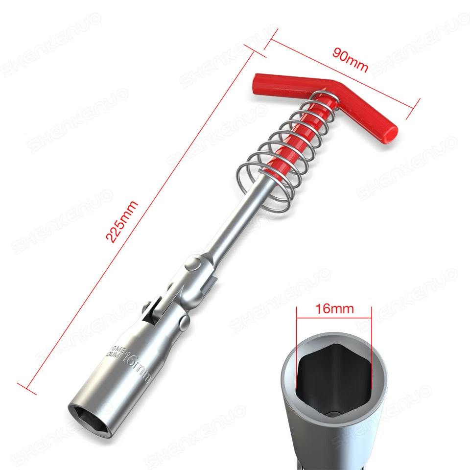 Spark Plug Removal Tool 16mm T-Bar T-Handle Flexible Spanner Socket Wrench Tool - Image 4 of 4