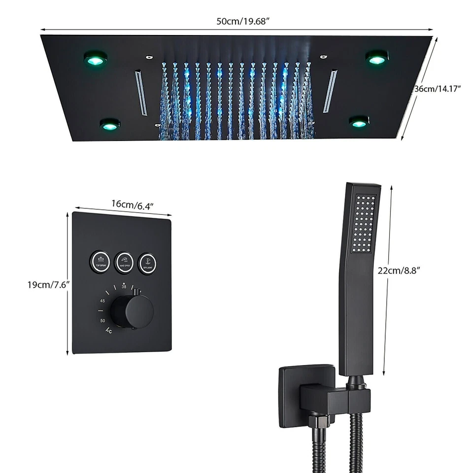Schwarz Unterputz Duscharmatur Ferngesteuert L Set Regendusche Set Duschset - Bild 4 von 4
