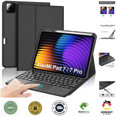 Tastaturhülle für Xiaomi Pad 7/7 Pro 11.2 Zoll 2024 Bluetooth QWERTZ Touchpad...