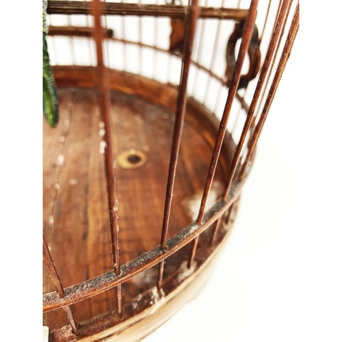 Vintage Vogelkäfig aus Holz zum Aufhängen mit Vogelschmuck - Bild 7 von 12