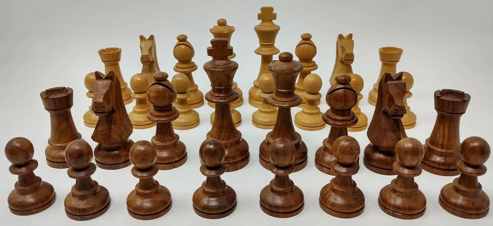 Piezas de ajedrez indias talladas a mano tamaño torneo King Staunton de madera de 3,5" Foto 4 de 4